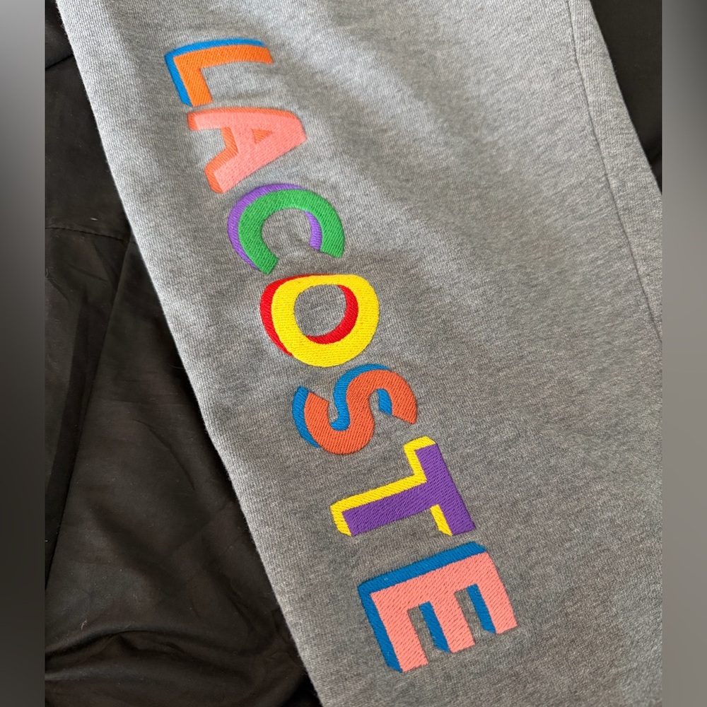 Lacoste Unisex Gray Sweatpants with Multicolor Logo